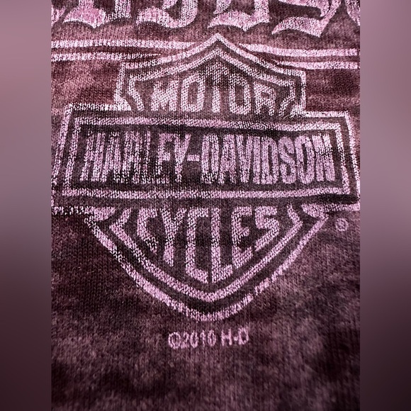 Women’s Harley Davidson Sz:S Heather Purple Lake Placid Babydoll Graphic Tee. - Picture 1 of 12